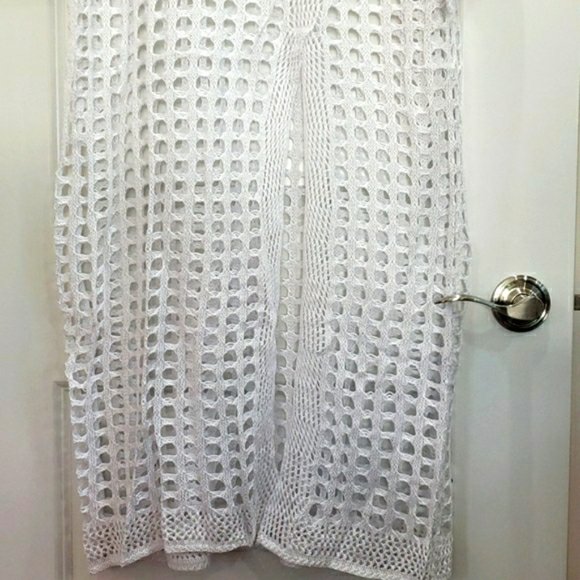 New White Chrochet Cover Up Long Dress with Slit - Picture 7 of 7